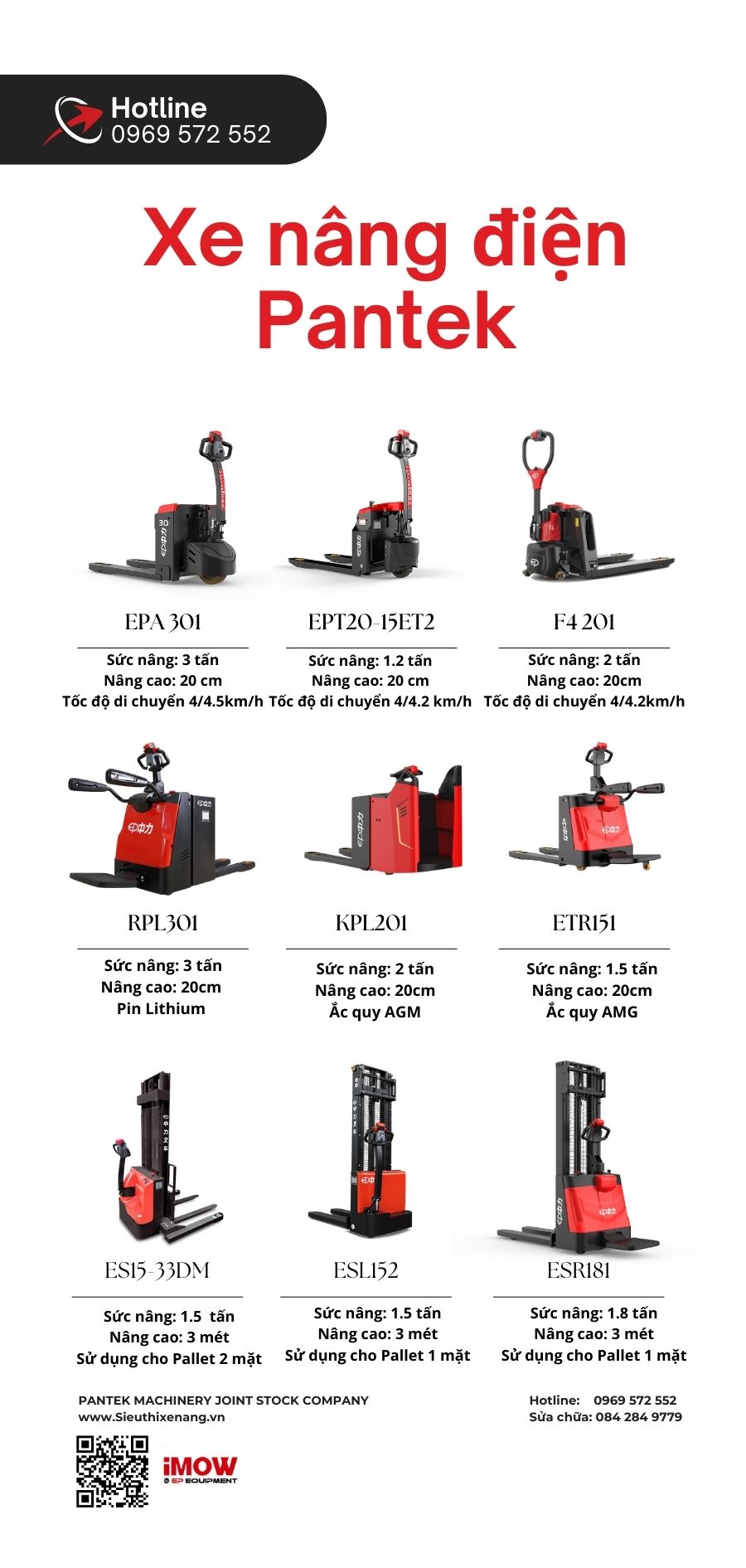 Các sản phẩm xe nâng tay điện phổ thông